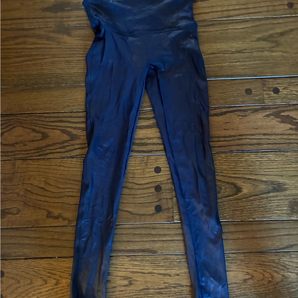 SPANX Shiny Navy Leggings